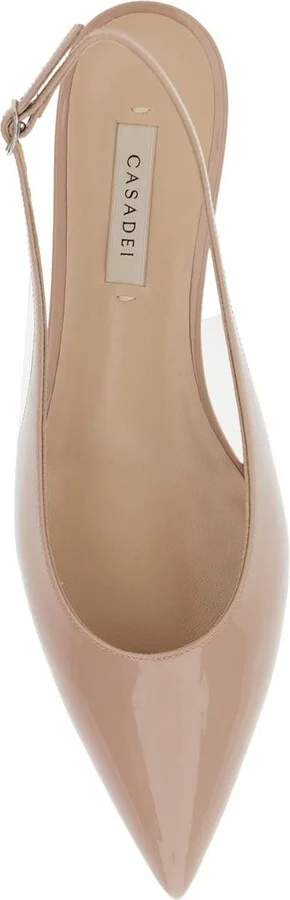'Miniblade Tiffany' Beige Slingback Ballet Shoes In Patent Leather Woman - Image 4
