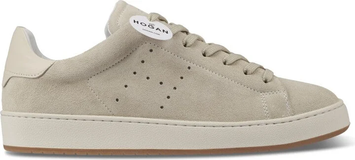 Minimalist Suede Sneakers With Perforated Detailing