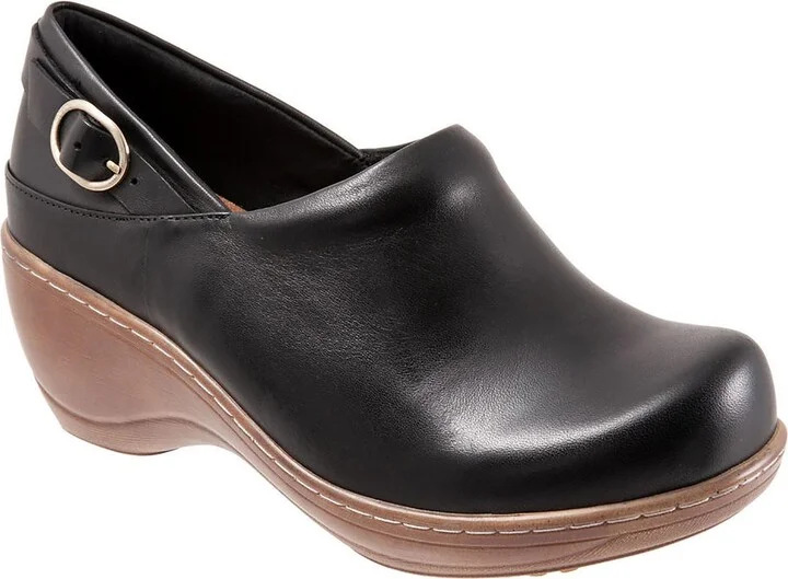Minna Womens Leather Slip On Clogs