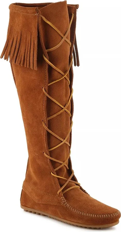 Minnetonka Lace Up Fringe Boot