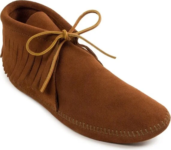 Minnetonka Men's Classic Fringe Softsole Moccasin Boots 882, Brown -