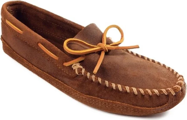 Minnetonka Men's Double Bottom Softsole Moccasins 723, Brown Ruff -