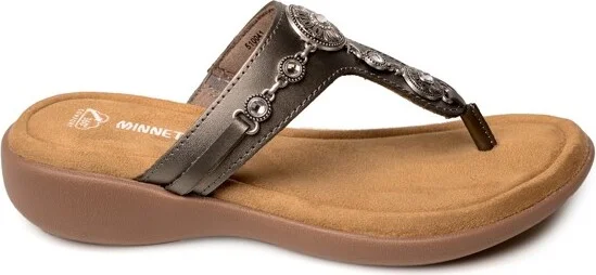 Minnetonka Women's Brecca Embellished Thong Sandals, 510041, Pewter - - Image 2