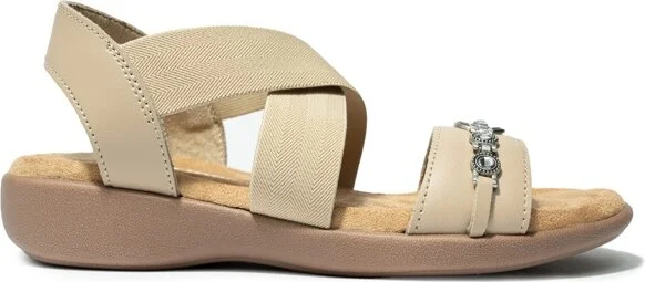 Minnetonka Women's Brida Leather Elastic Sandals 511001 Black - - Image 2