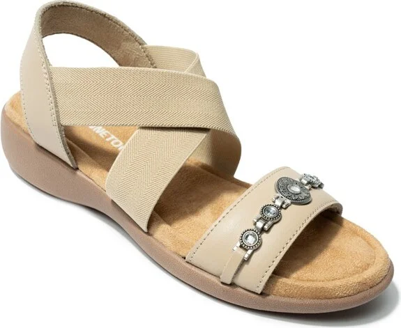 Minnetonka Women's Brida Leather Elastic Sandals 511001 Black -