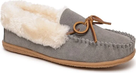 Minnetonka Women's Camp Collar Moc Moccasin Slippers 4073, Grey -
