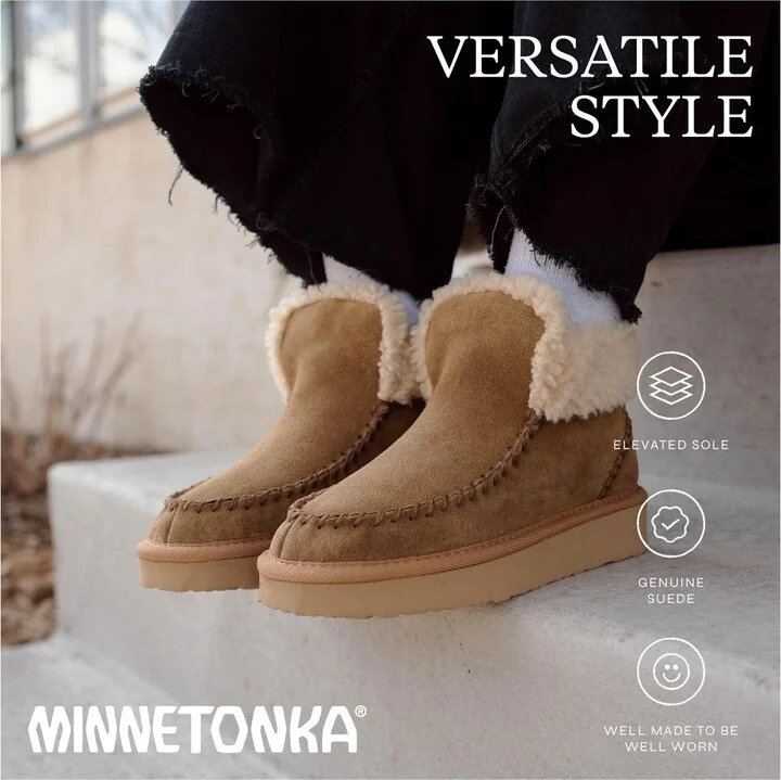 Minnetonka Women's Chandra Suede Berber Lined Ankle Boots - Image 3