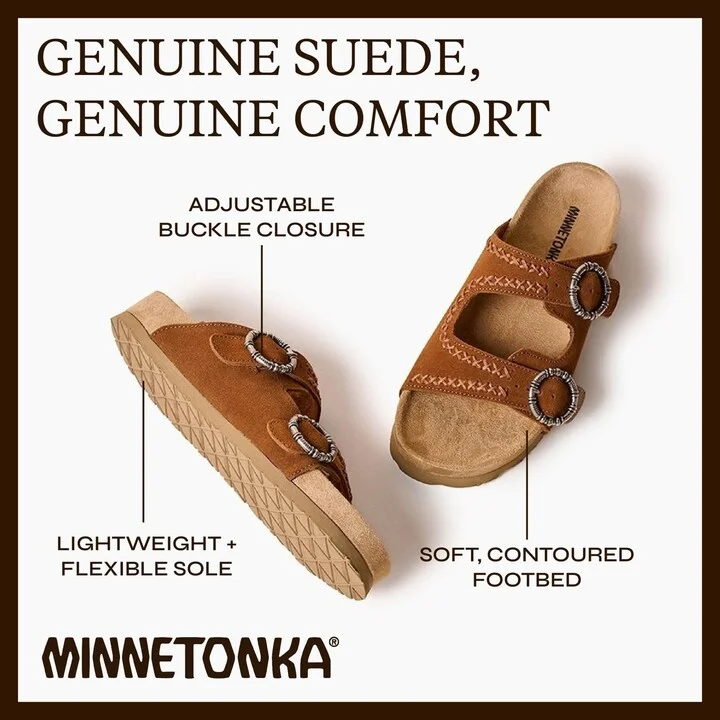 Minnetonka Women's Georgine Classic Suede Buckle Slide Sandals - Image 6