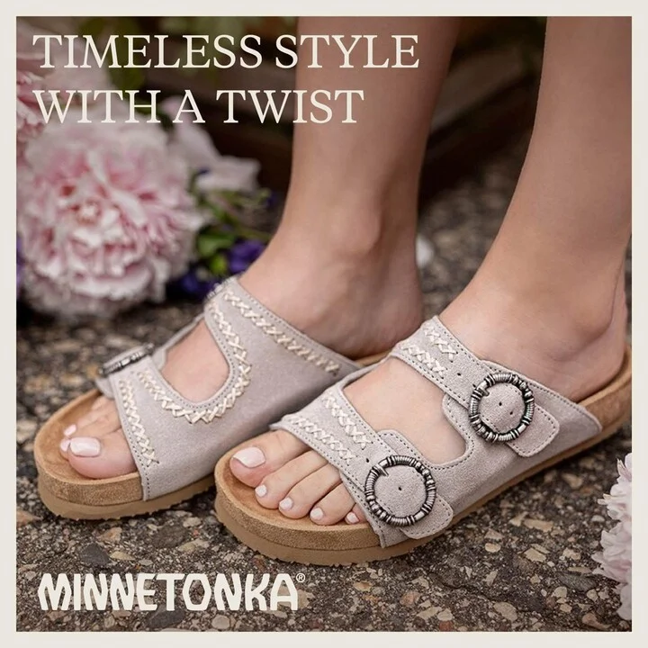 Minnetonka Women's Georgine Classic Suede Buckle Slide Sandals - Image 11