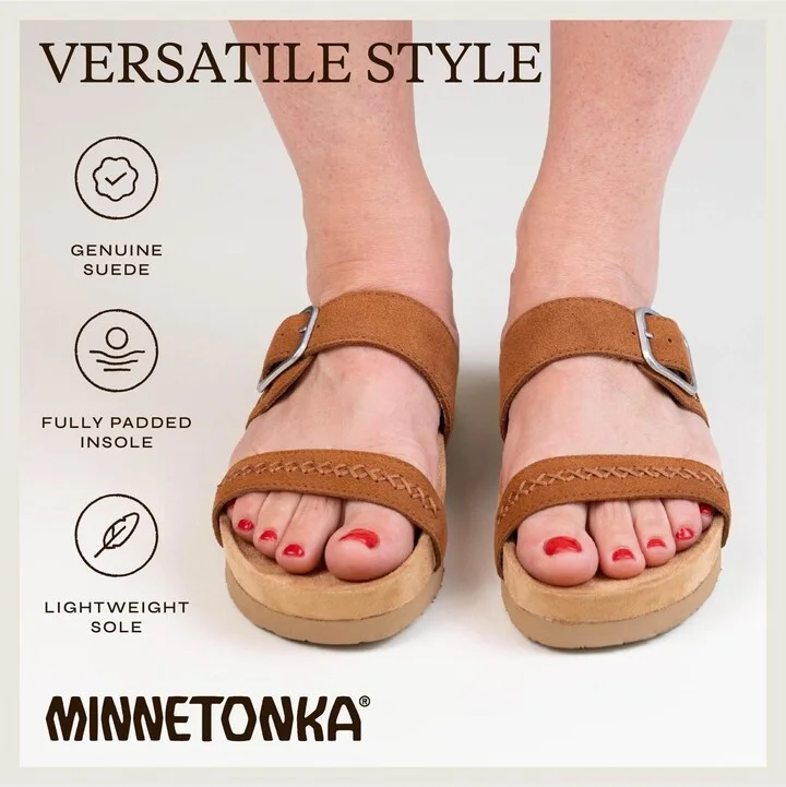 Minnetonka Women's Gideon Suede 2-Strap Buckle Sandals - Image 6