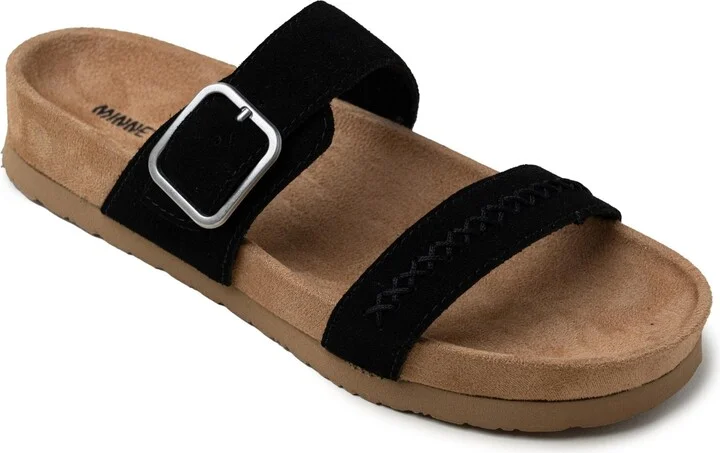 Minnetonka Women's Gideon Suede 2-Strap Buckle Sandals