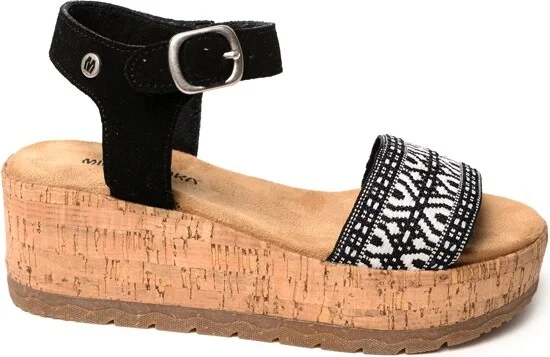 Minnetonka Women's Patrice Ankle Strap Wedge Sandals, 564150, Black White Multi - - Image 2
