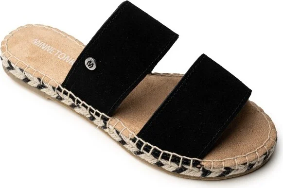 Minnetonka Women's Poppie Suede Dual Strap Sandals 5952001 Black -