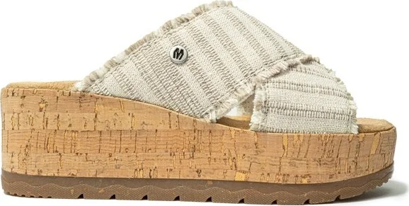 Minnetonka Women's Posey Cork Wedge Sandals 563959 Taupe Stripe - - Image 2