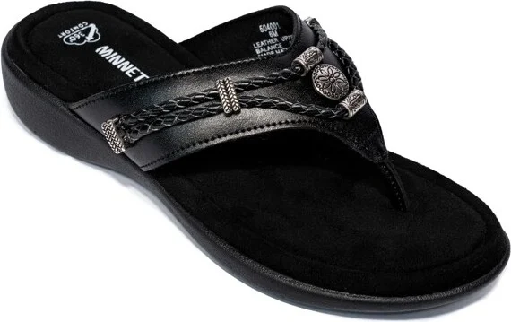 Minnetonka Women's Silverthorne 360 Thong Sandals 504001, Black -