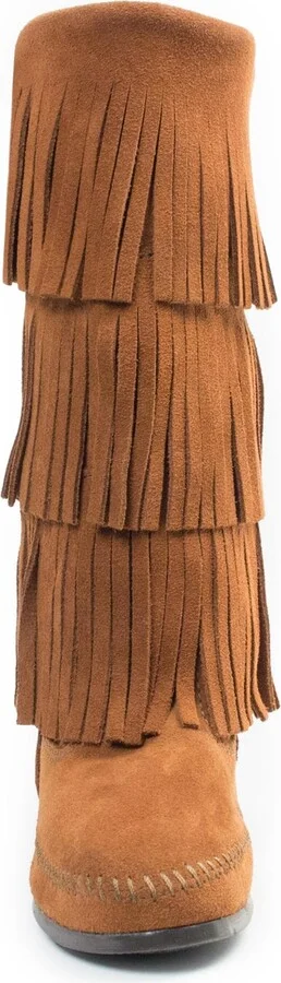 Minnetonka Women's Suede 3-Layer Fringe Boots - Image 2