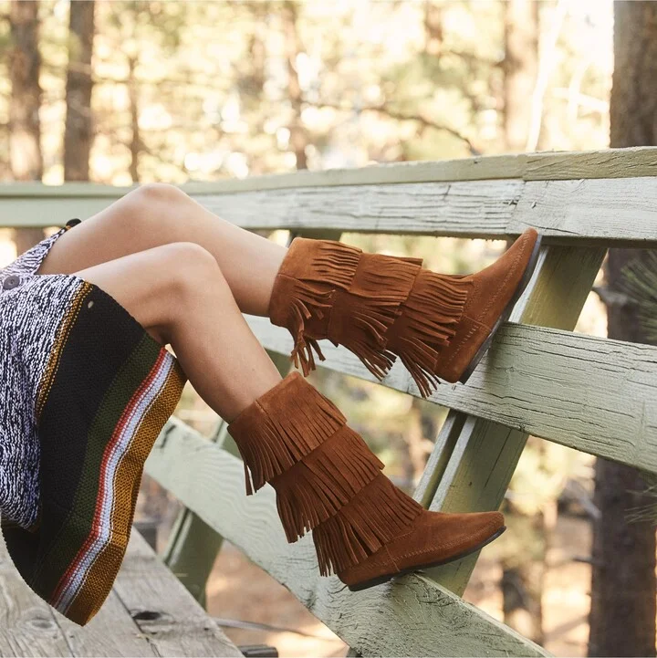 Minnetonka Women's Suede 3-Layer Fringe Boots - Image 3