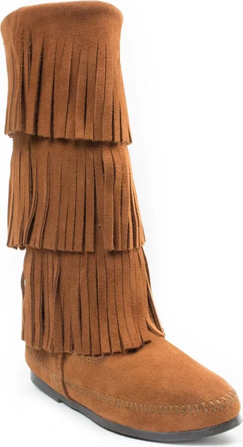 Minnetonka Women's Suede 3-Layer Fringe Boots
