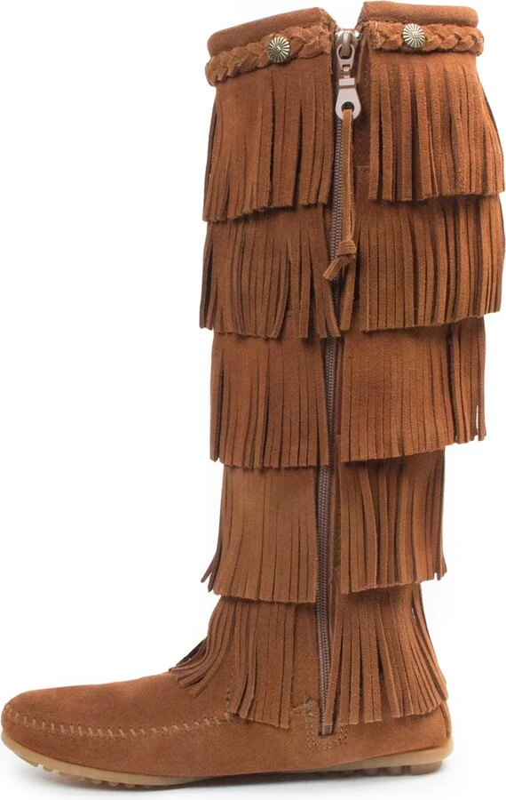 Minnetonka Women's Suede 5-Layer Fringe Boots - Image 8