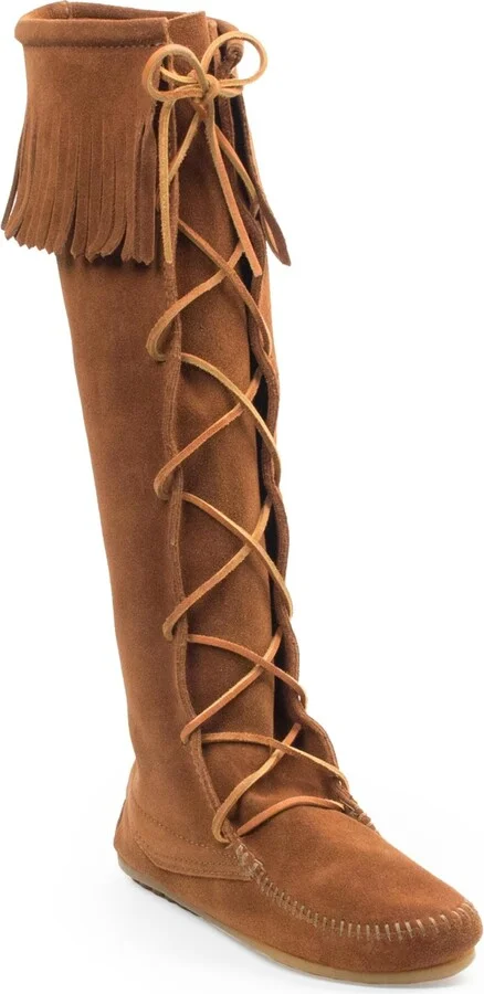 Minnetonka Women's Suede Front Lace Knee High Boots