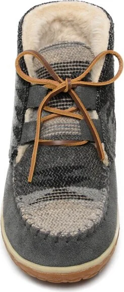 Minnetonka Women's Torrey Laceup Bootie Slippers 40166, Chocolate Multi Brown - - Image 5
