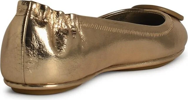'minnie' Gold Leather Ballet Flats - Image 3