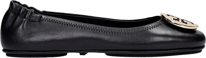 Minnie Travel Ballet Flats In Black Leather