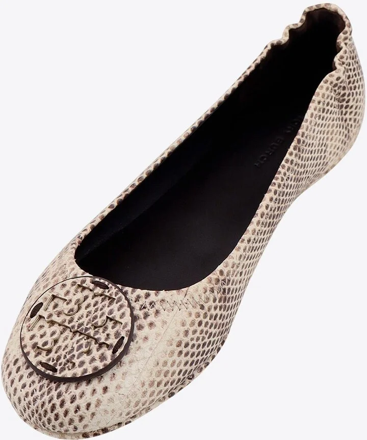 Minnie Travel Python Print Leather Ballet Flats - Image 3