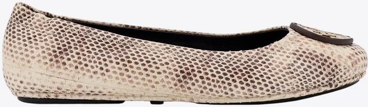 Minnie Travel Python Print Leather Ballet Flats