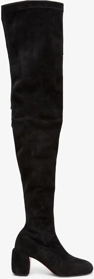 Minny 70 black suede over knee boots