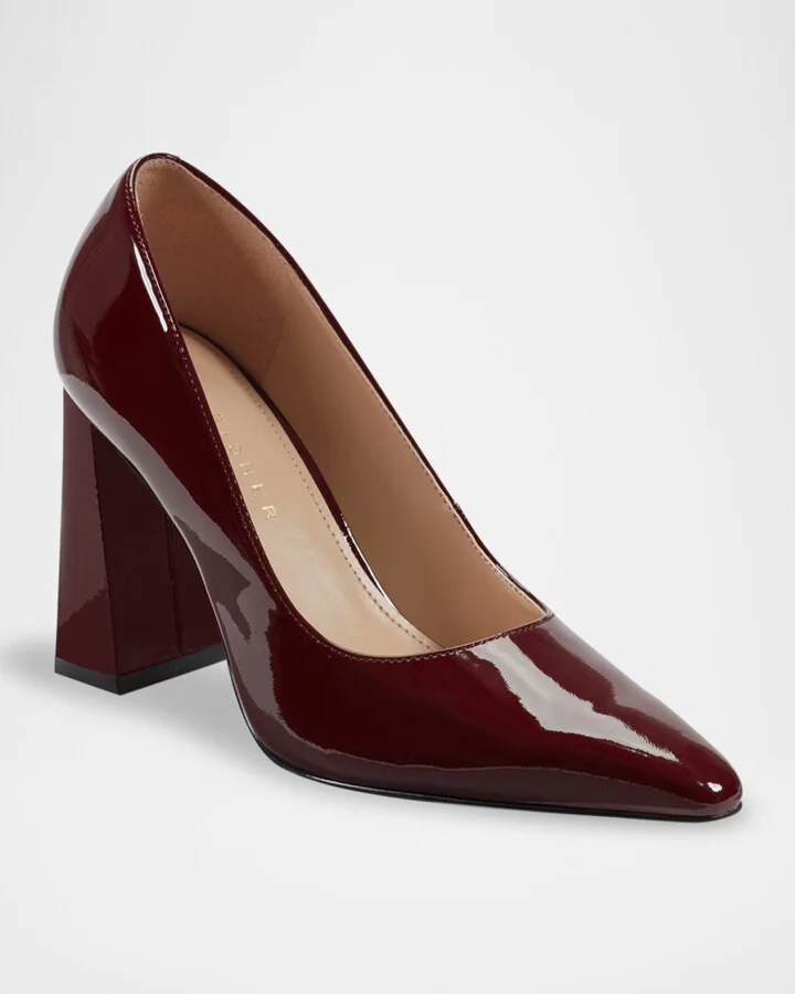Minny Patent Leather Snip Toe Block-Heel Pumps - Image 4