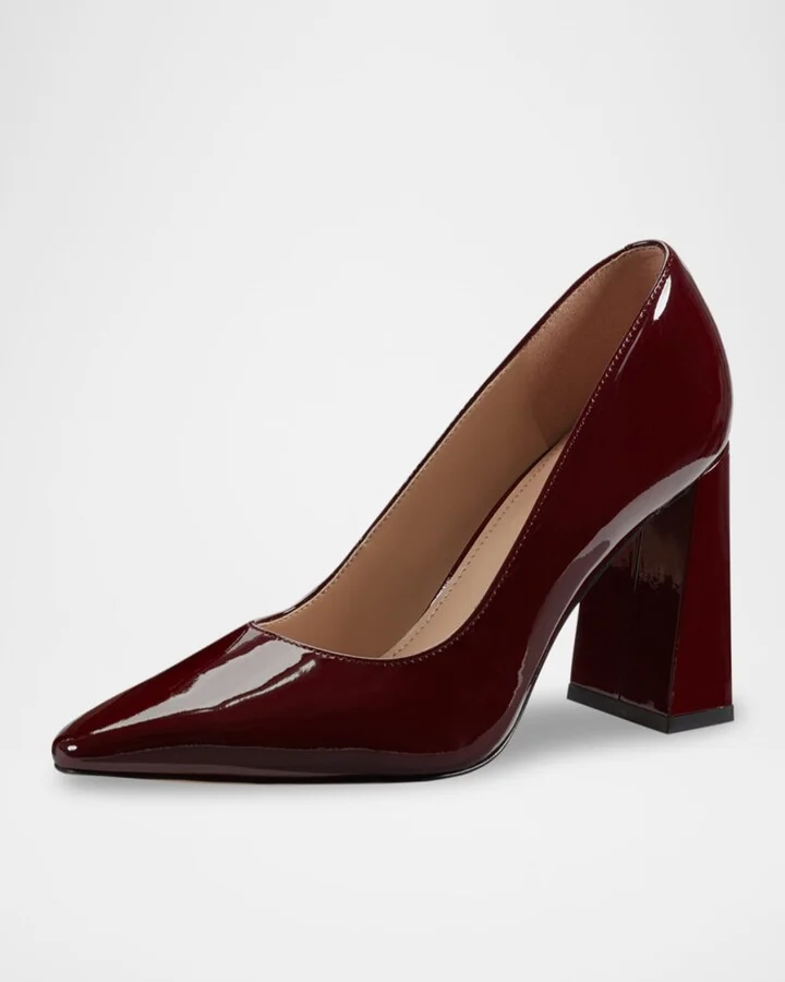 Minny Patent Leather Snip Toe Block-Heel Pumps - Image 7