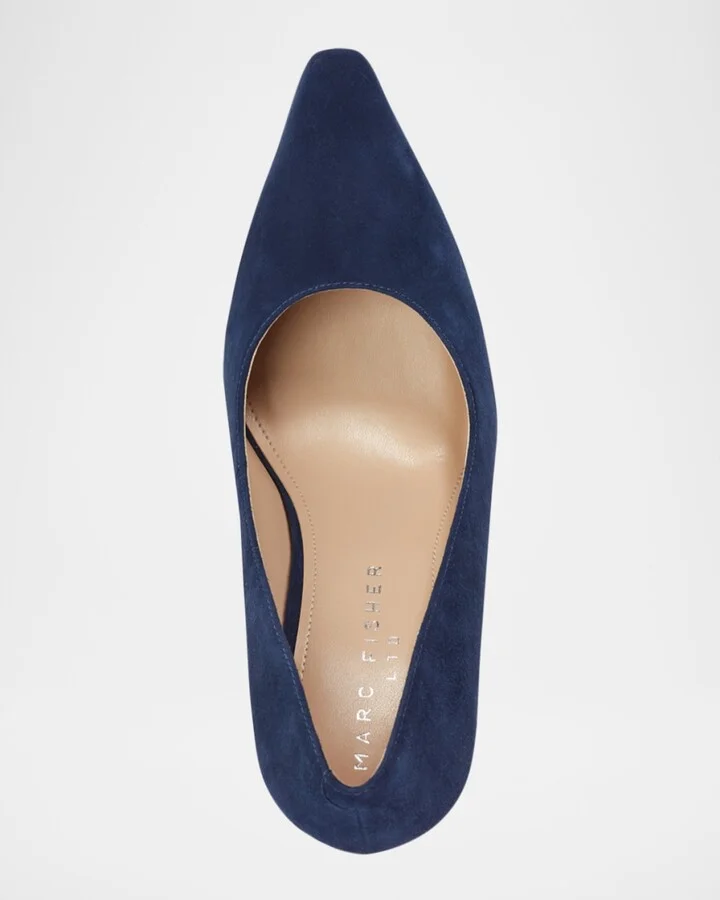 Minny Suede Snip Toe Block-Heel Pumps - Image 2