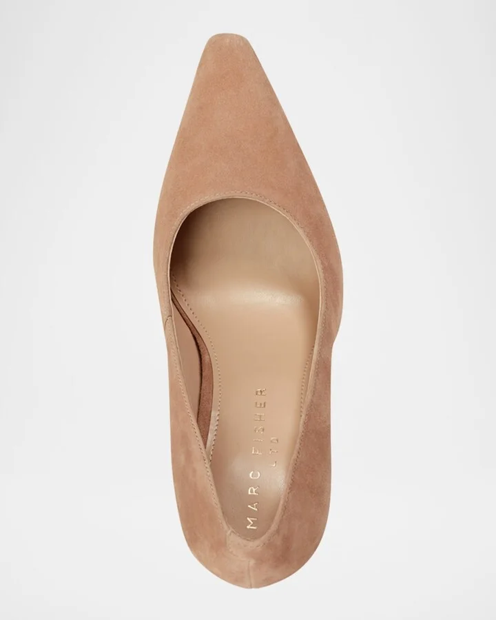 Minny Suede Snip Toe Block-Heel Pumps - Image 10