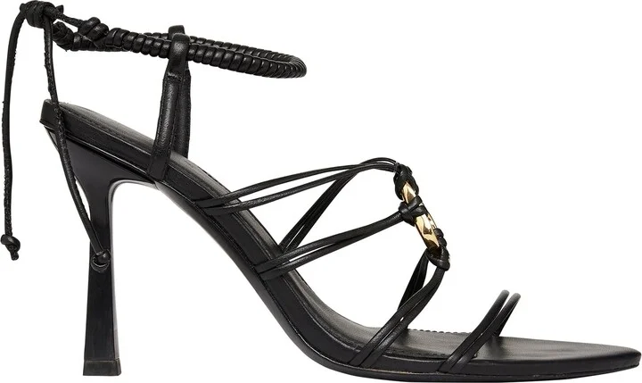 Mirage Leather Strappy Heel In Colour Black Size 35