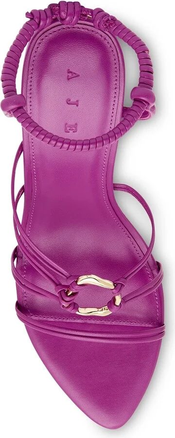 Mirage Leather Strappy Heel In Colour Plum Purple Size 35 - Image 4