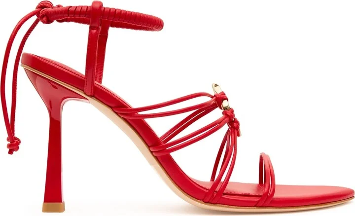 Mirage Leather Strappy Heel In Colour Scarlet Red Size 36