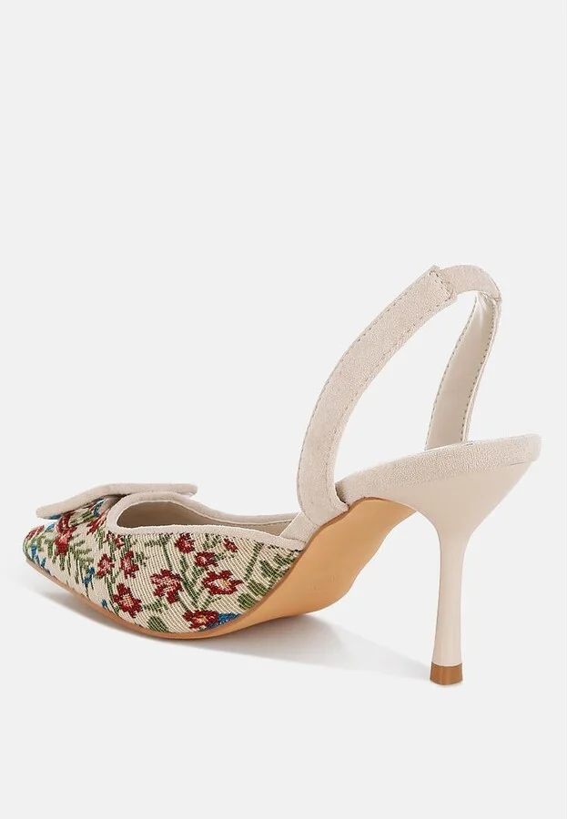 Miraya Embroidered Buckle Detail Stiletto Heels - Image 3