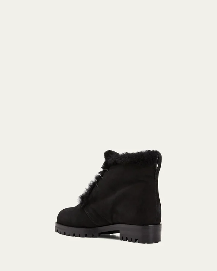 Mircus Suede Shearling Lace-Up Booties - Image 2