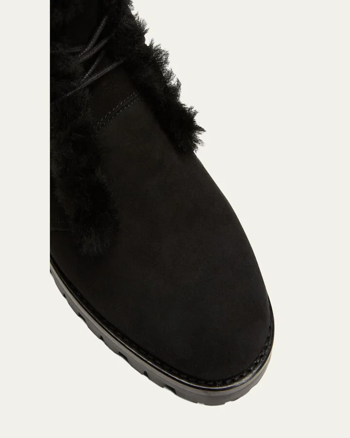 Mircus Suede Shearling Lace-Up Booties - Image 4
