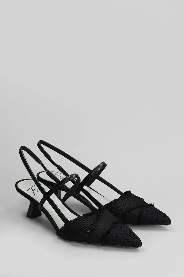 Mirelle Pumps In Black Leather And Fabric - Image 2