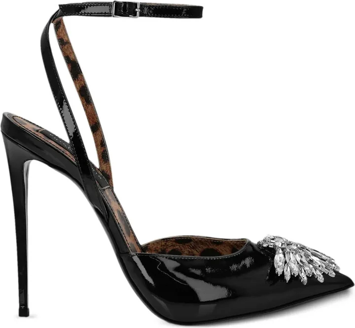Mirror 100mm crystal-embellished pumps