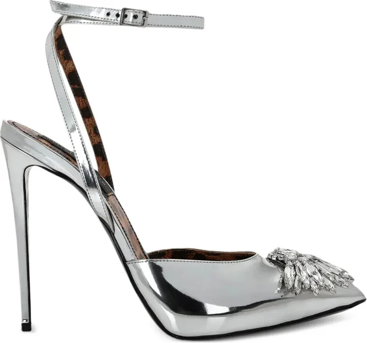 Mirror 100mm crystal-embellished pumps