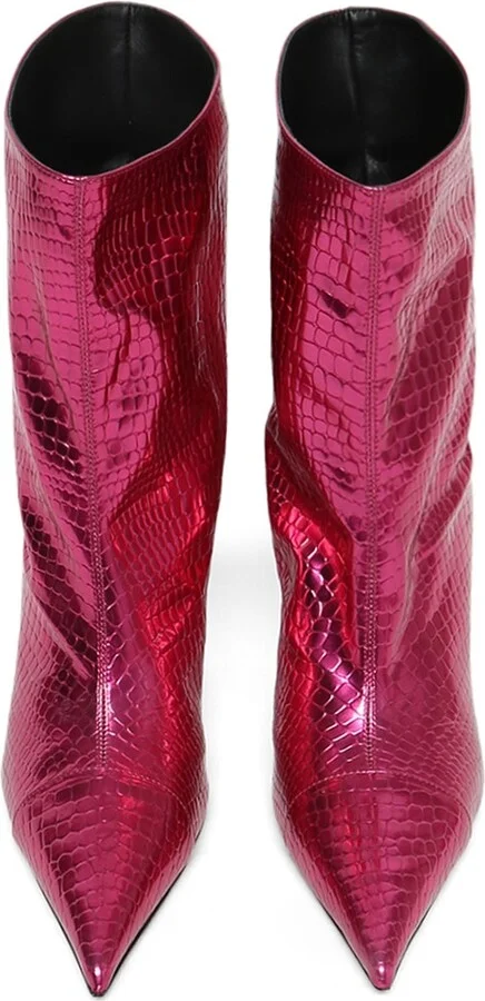 Mirror Croco Print Alex Ankle Boots