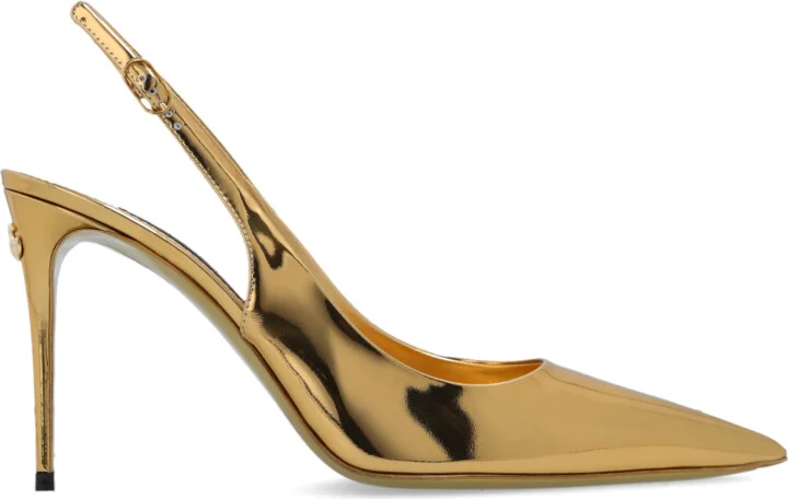 Mirror Finish Pumps, , - Gold
