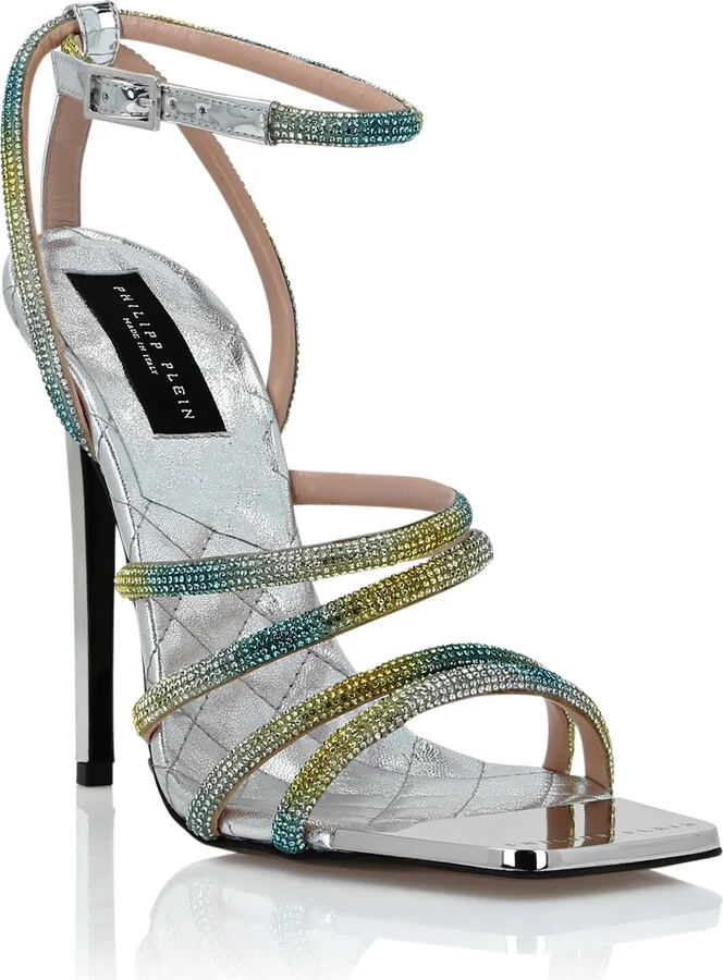 Mirror Leather Sandals Hi-Heels Crystal