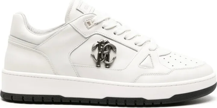 Mirror Snake-embellished leather sneakers