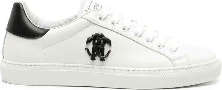 Mirror Snake-embellished leather sneakers