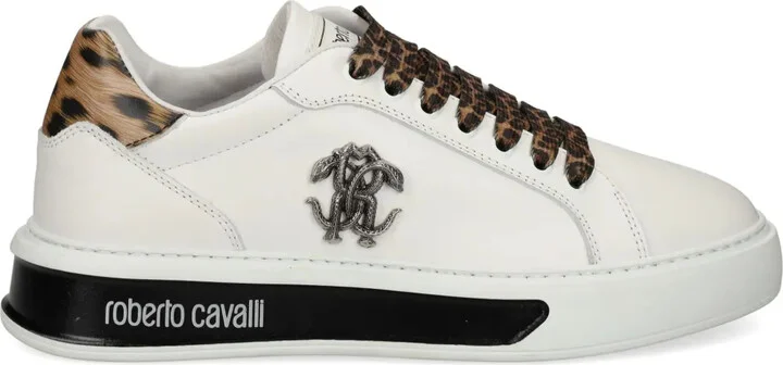 Mirror Snake-plaque leather sneakers