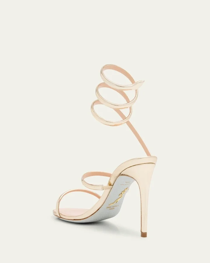 Mirror Snake-Wrap Stiletto Sandals - Image 10